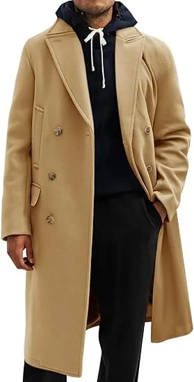 Men's Business Trench Wool Pea Navy Coat