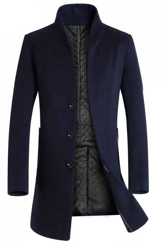 Men's mid-length woolen trench coat