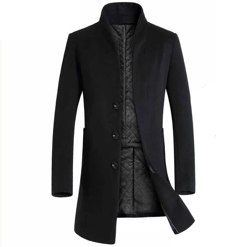 Men's mid-length woolen trench coat