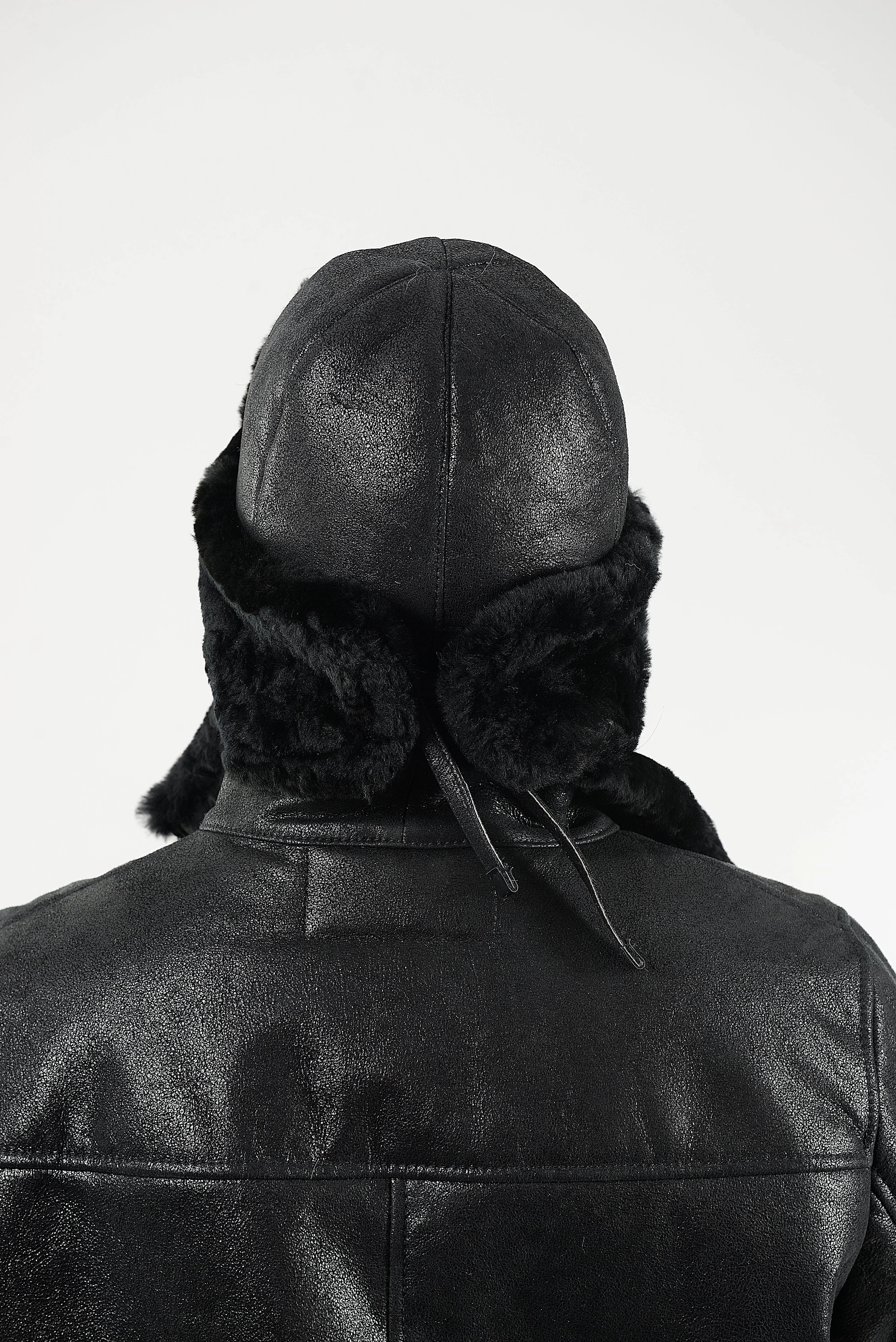 Men's Sheepskin "Aviator" Hat in Black color