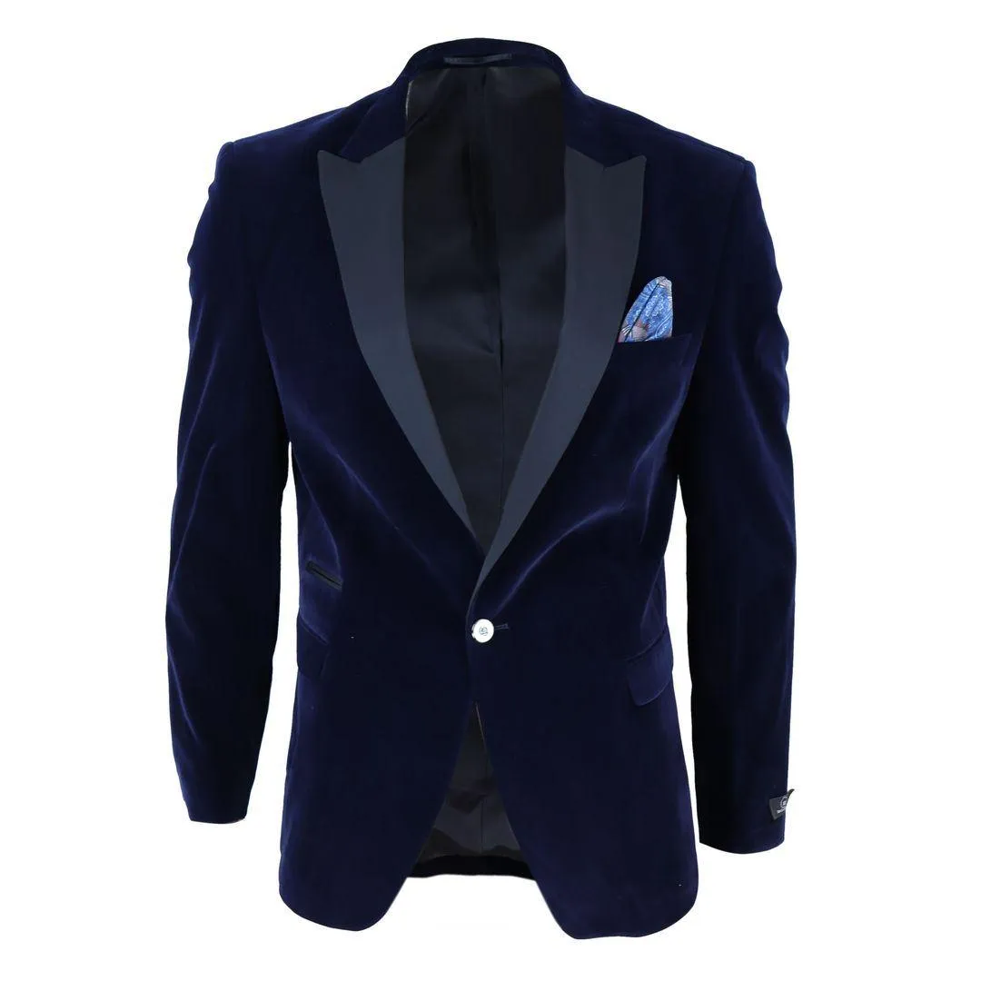 Mens Soft Velvet 1 Button Dinner Jacket Tuxedo Blazer Smart Casual Tailored Fit