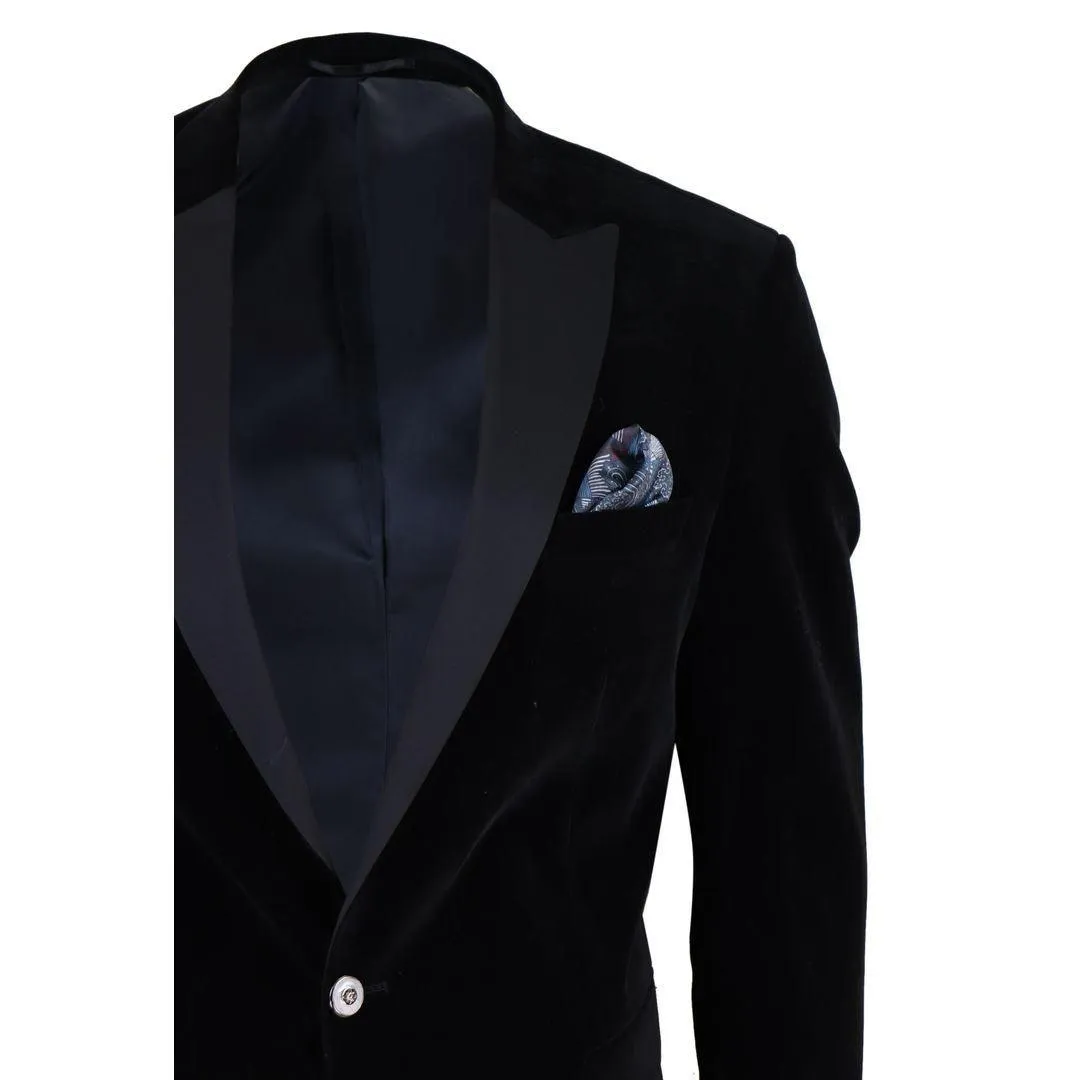 Mens Soft Velvet 1 Button Dinner Jacket Tuxedo Blazer Smart Casual Tailored Fit