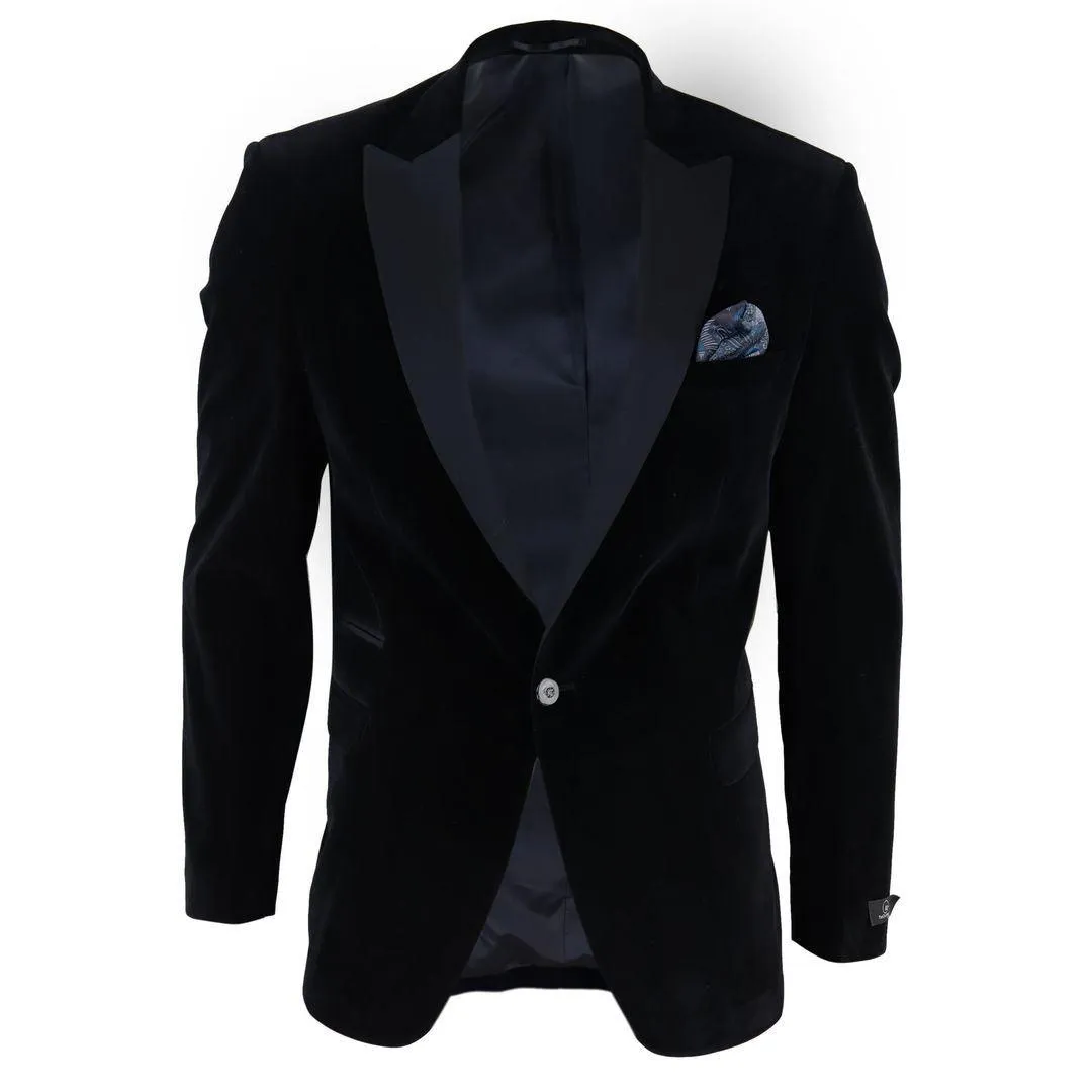 Mens Soft Velvet 1 Button Dinner Jacket Tuxedo Blazer Smart Casual Tailored Fit