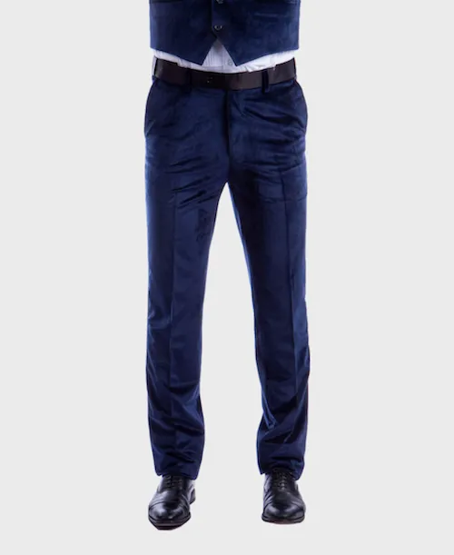 Navy Velvet Tuxedo Pants