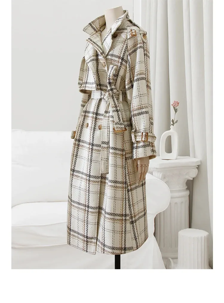 Neus Plaid Trench Coat