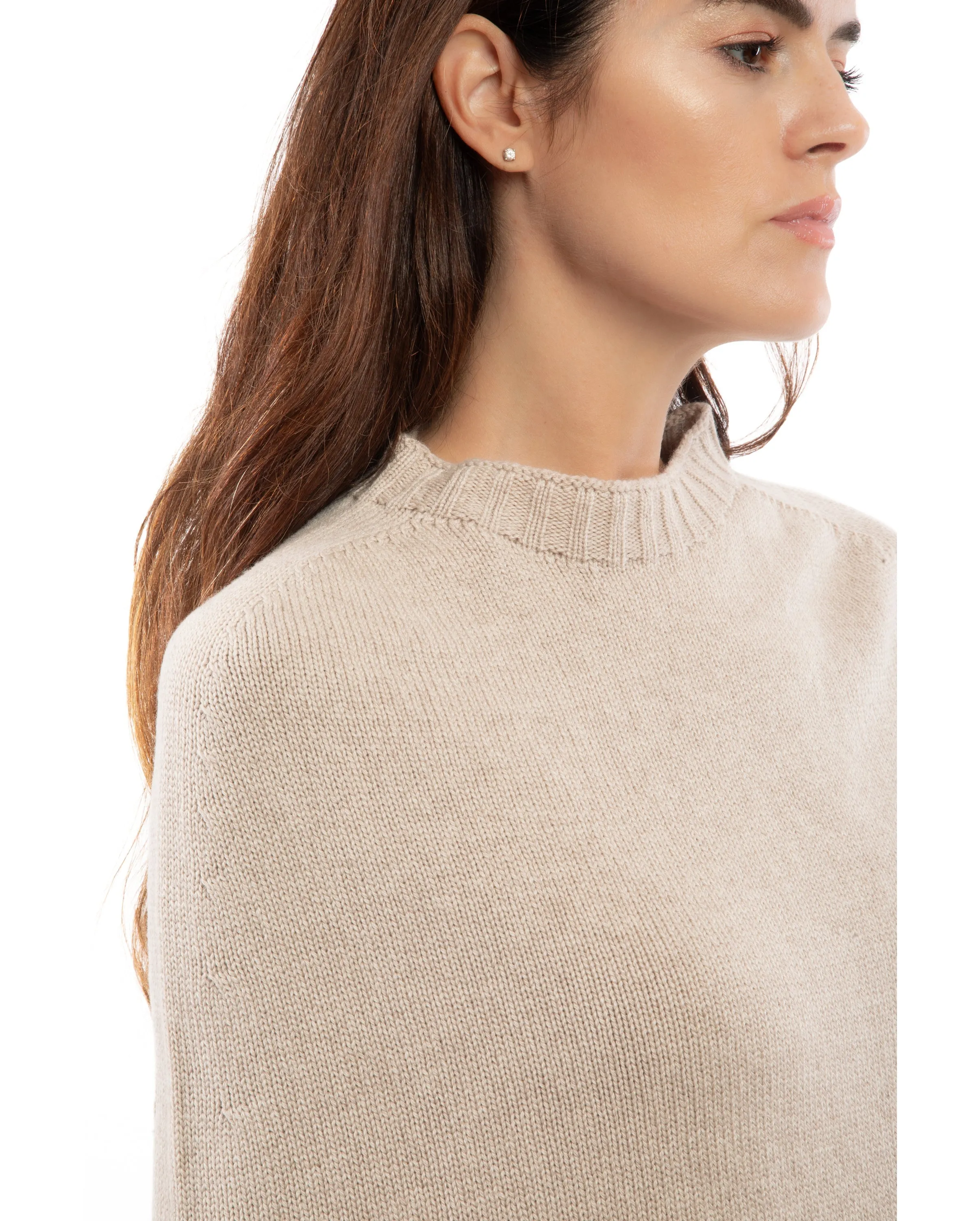 NEW FALL 24 - Pure Cashmere Side Slits Poncho Beige