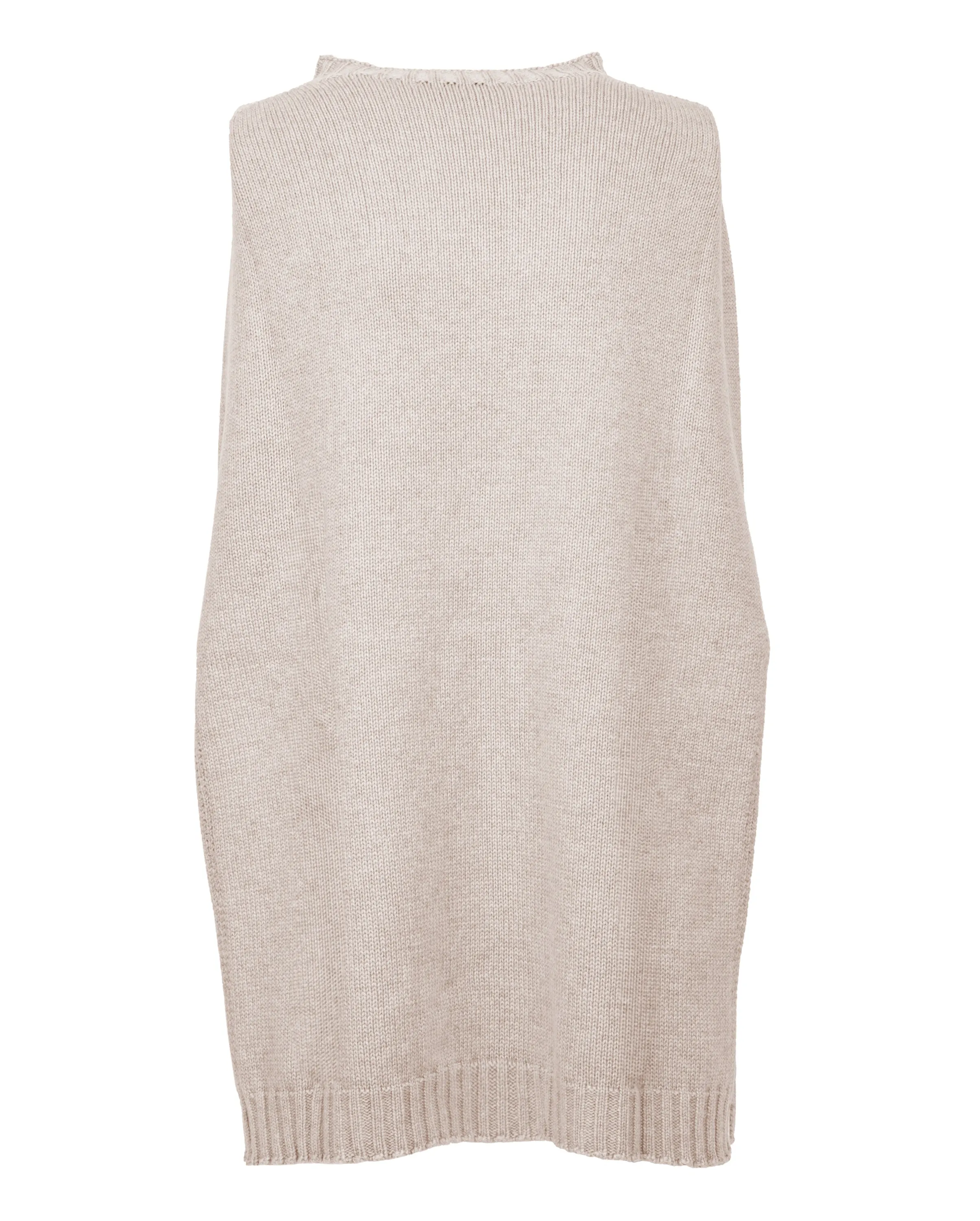 NEW FALL 24 - Pure Cashmere Side Slits Poncho Beige