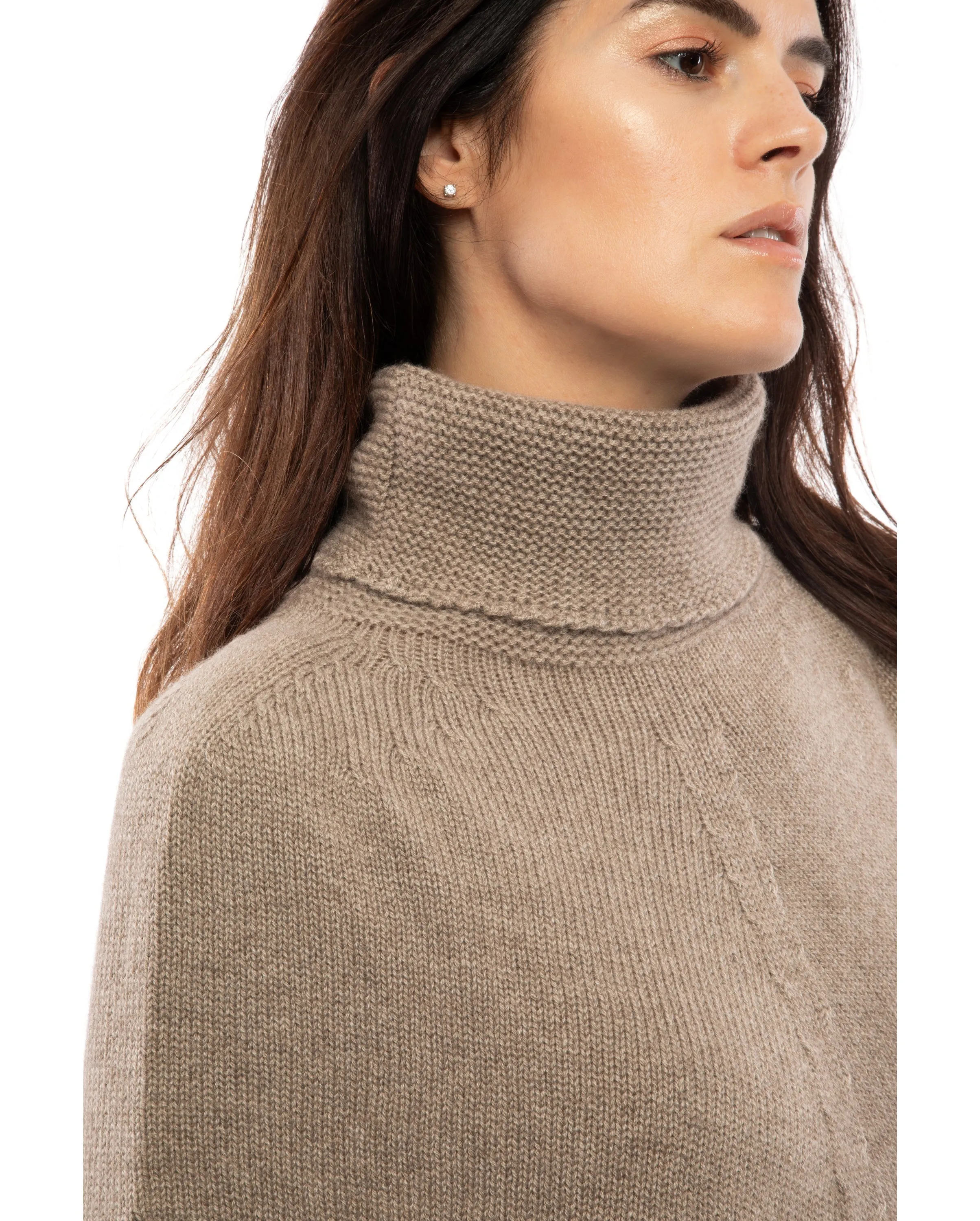 NEW FALL 24 - Pure Cashmere Turtleneck Poncho Black