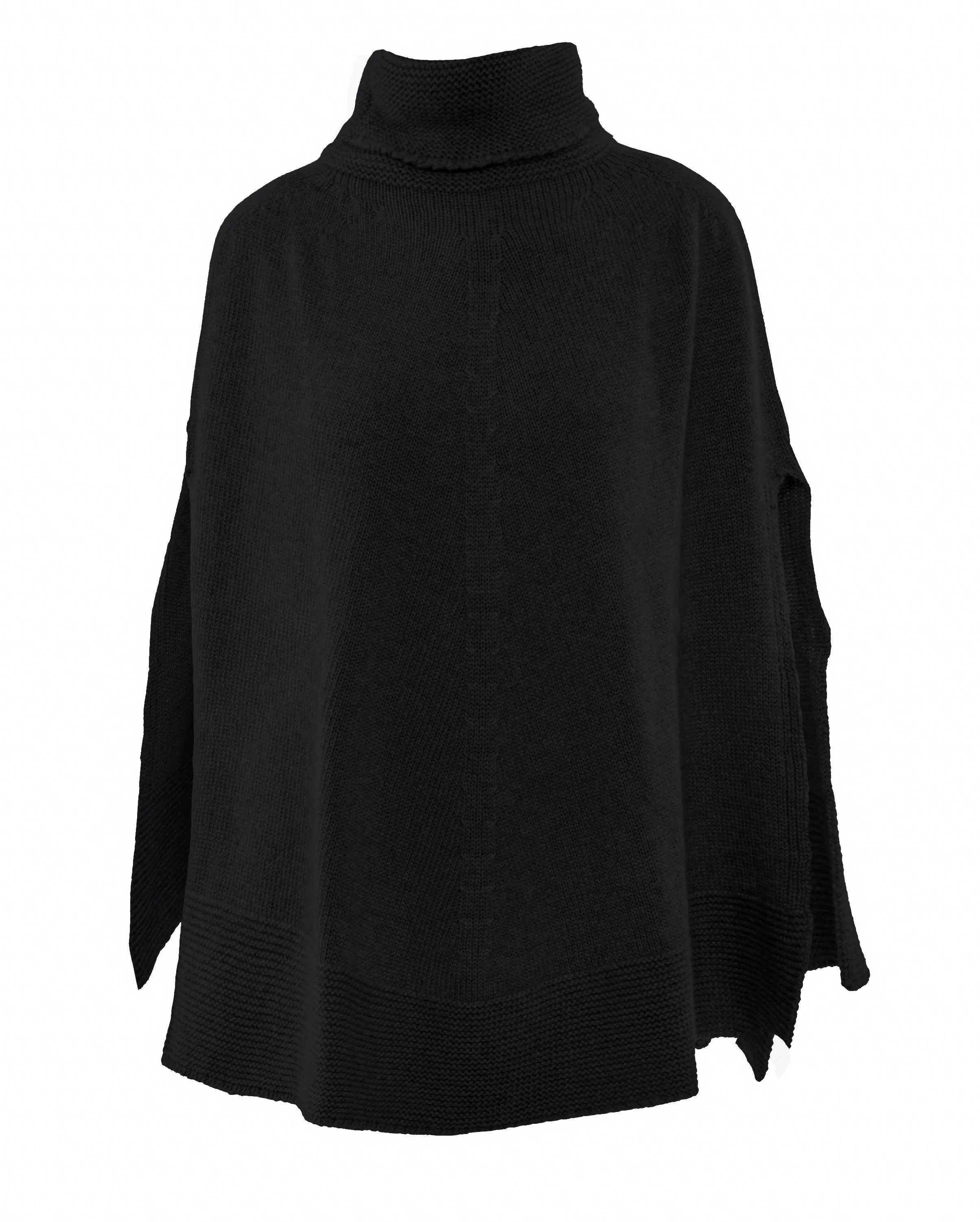 NEW FALL 24 - Pure Cashmere Turtleneck Poncho Black