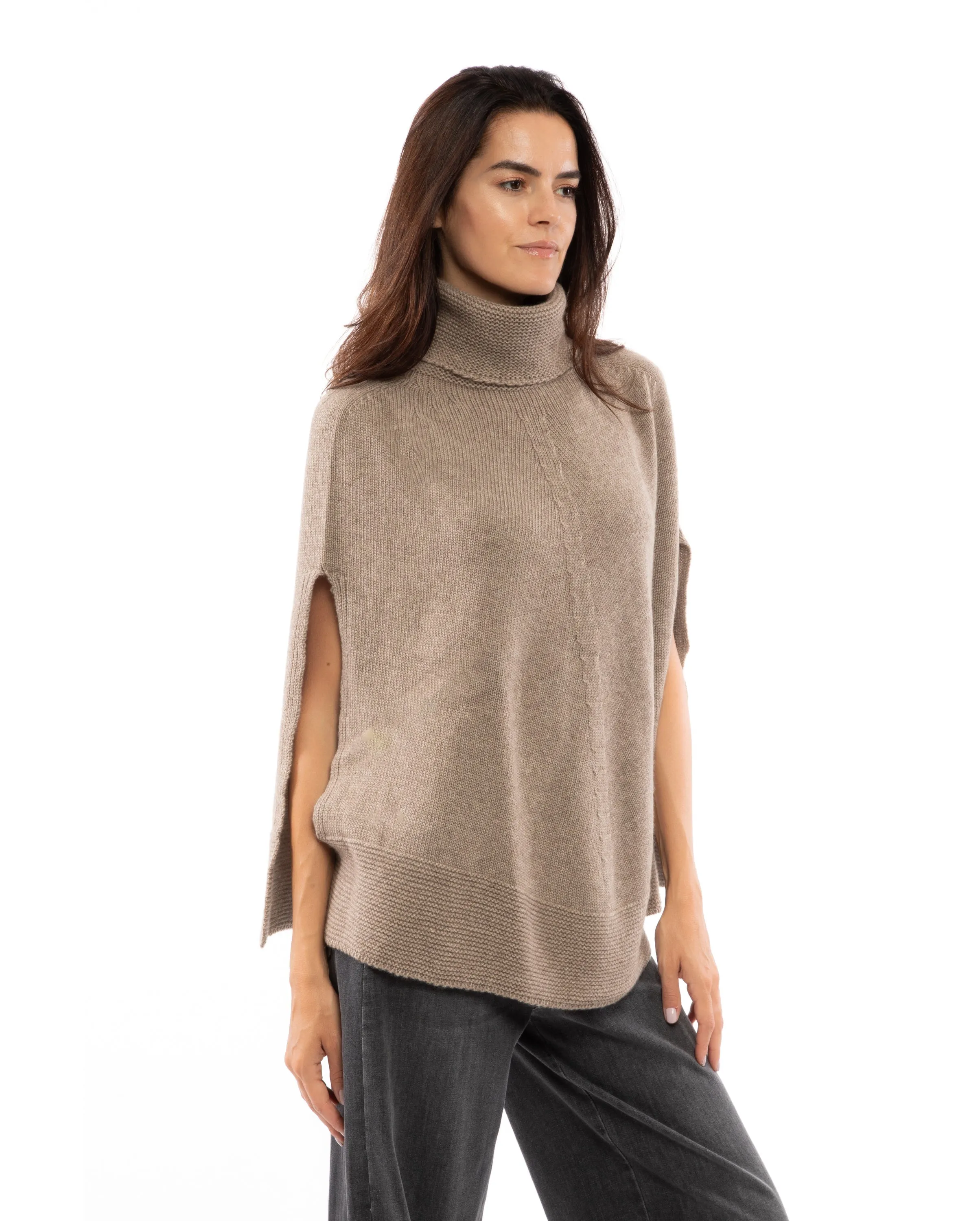 NEW FALL 24 - Pure Cashmere Turtleneck Poncho Black