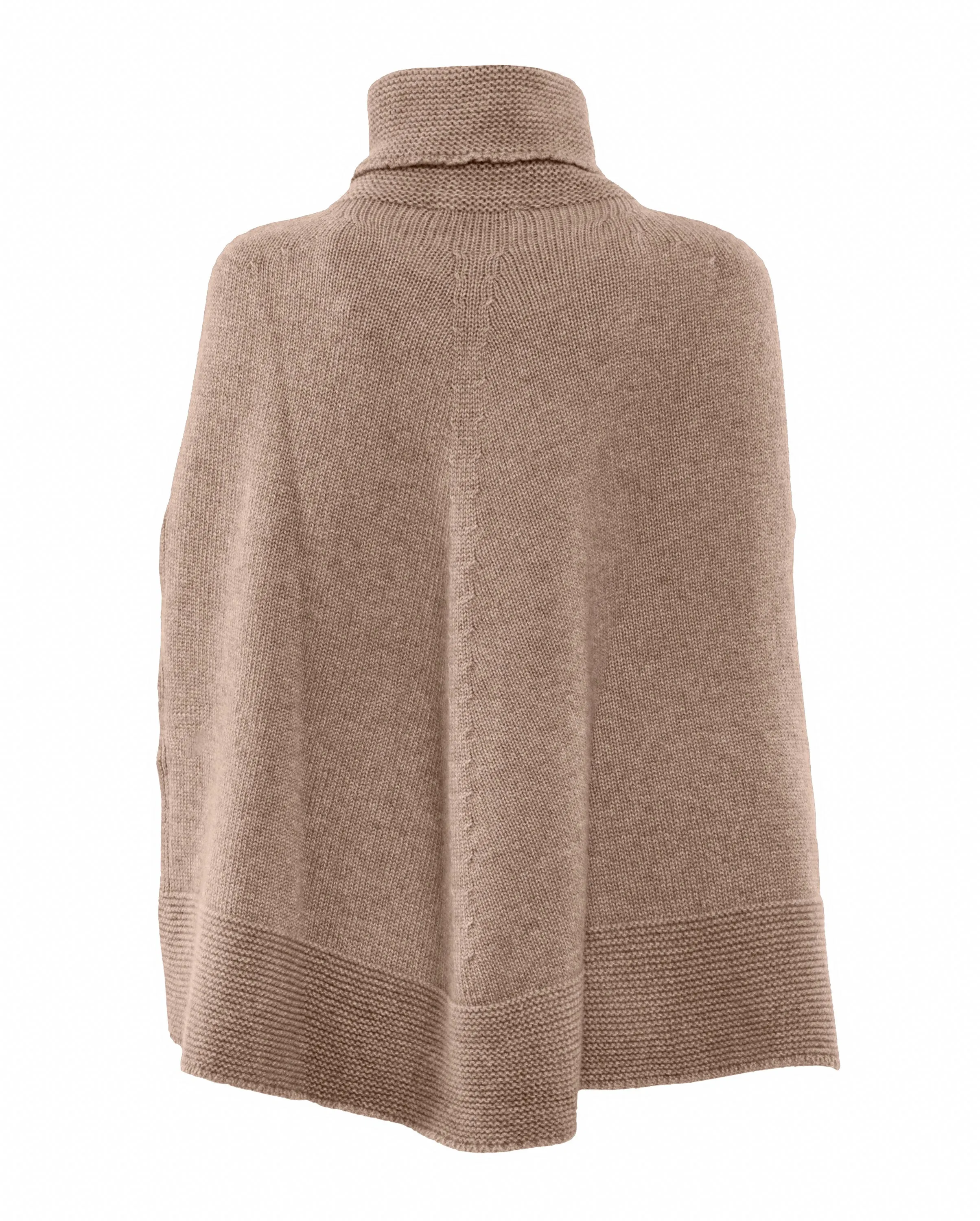 NEW FALL 24 - Pure Cashmere Turtleneck Poncho Taupe