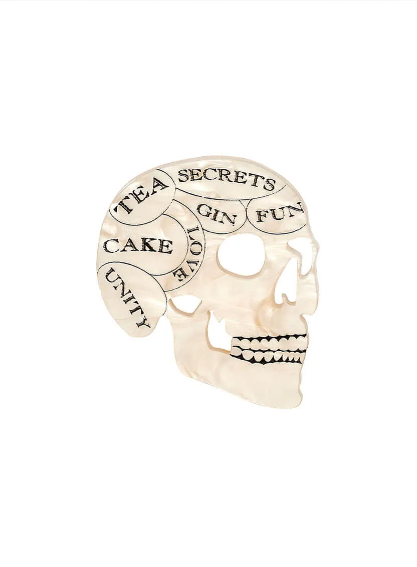 Phrenology Skull Brooch