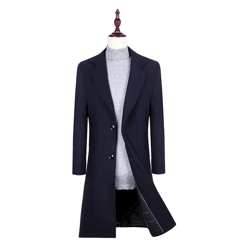 Plain wool trench coat Men