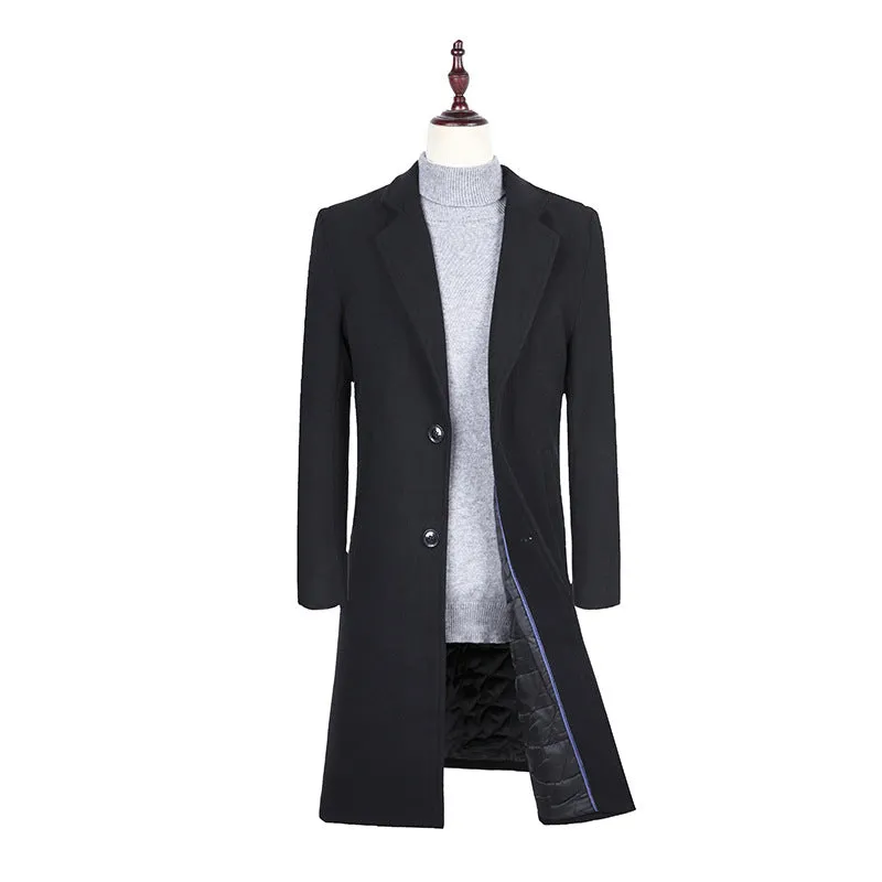 Plain wool trench coat Men