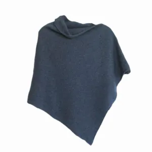 Poncho Soft Merino Lambswool Denim Blue