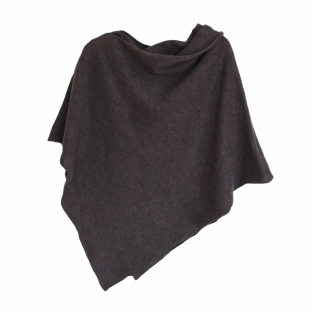 Poncho soft merino lambswool hickory brown