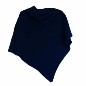 Poncho Soft Merino Lambswool Indigo Blue