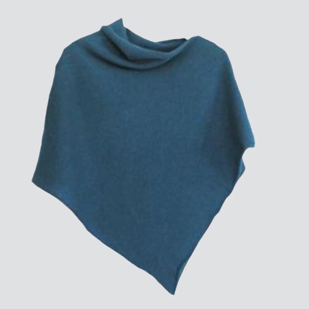 Poncho soft merino lambswool turquoise