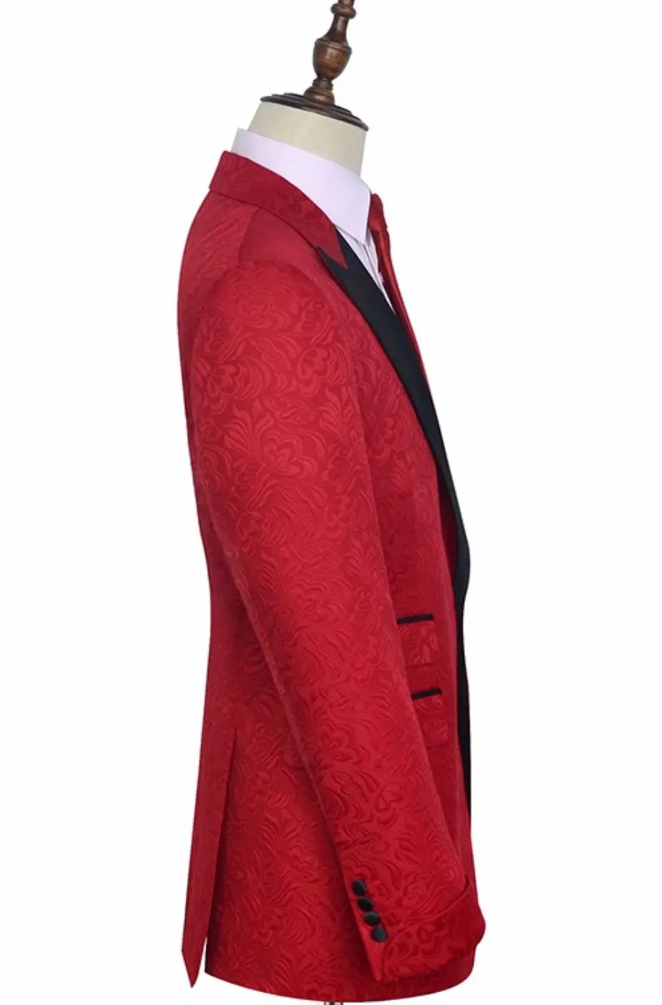 Red Embroidered Wide Lapel Lapel Tuxedo