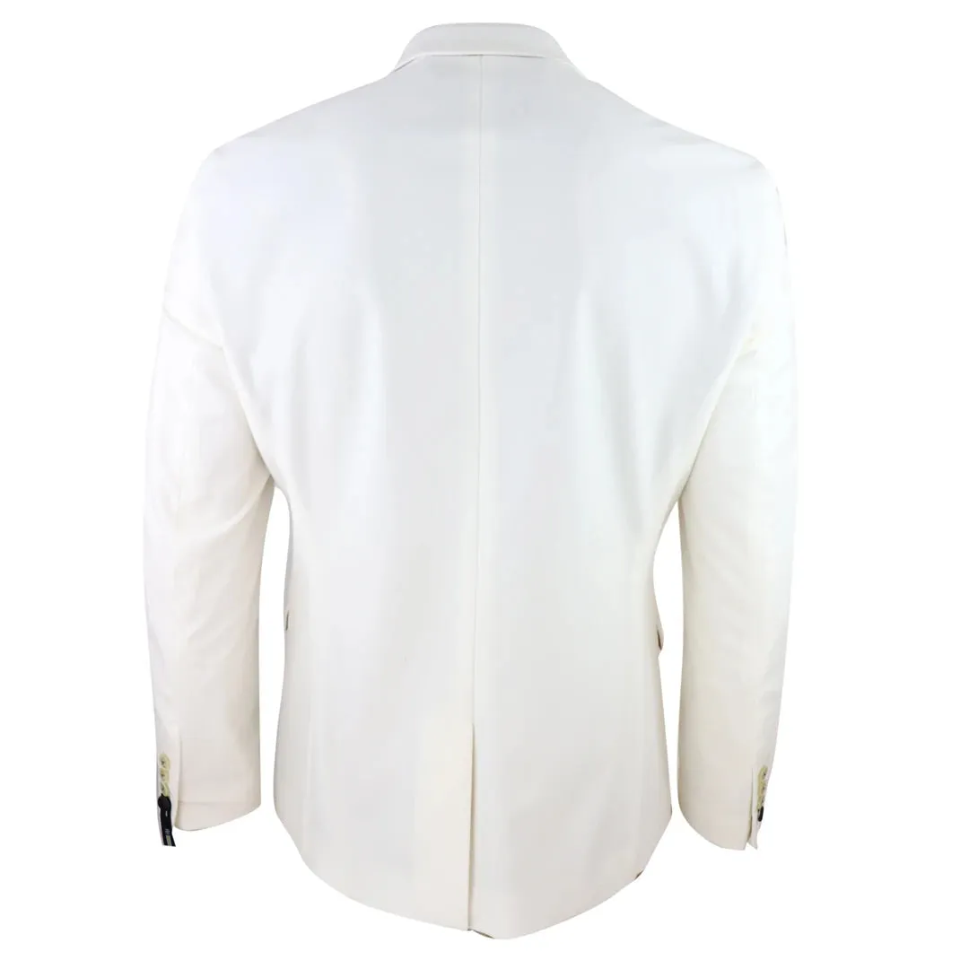 Rosa - Men's Soft Velvet Ivory Cream 1 Button Dinner Jacket Tuxedo Blazer Fit