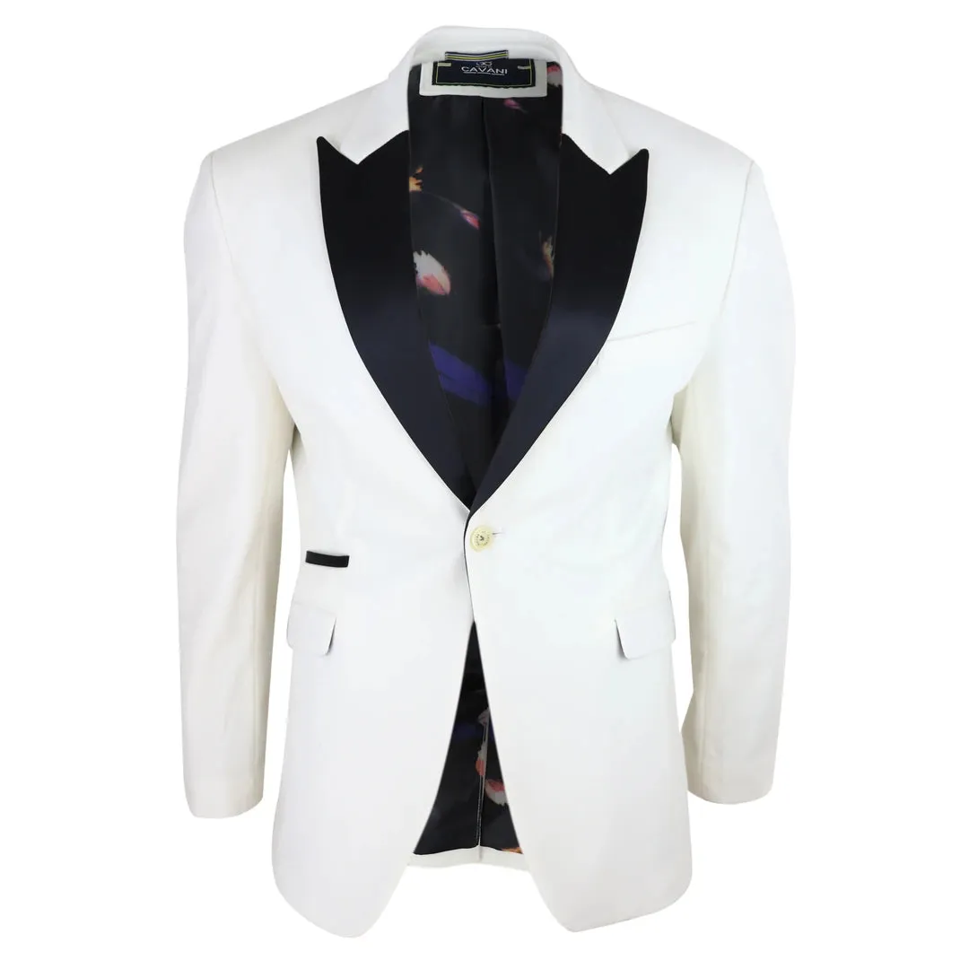 Rosa - Men's Soft Velvet Ivory Cream 1 Button Dinner Jacket Tuxedo Blazer Fit