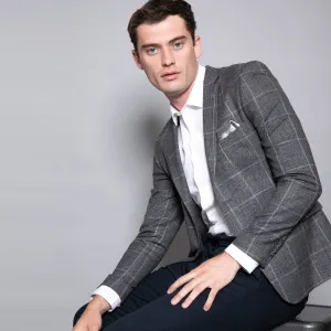 Senna Slim Fit Grey Check Jacket