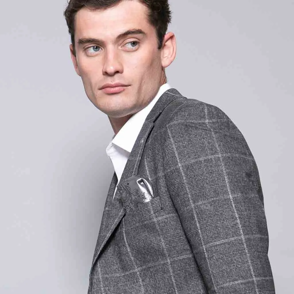 Senna Slim Fit Grey Check Jacket