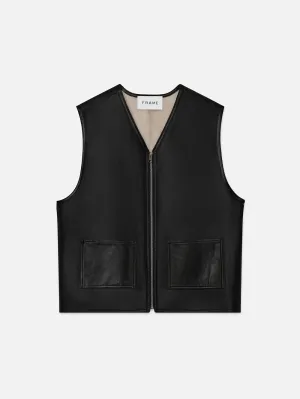 Shearling Vest -- Stone Beige/Black