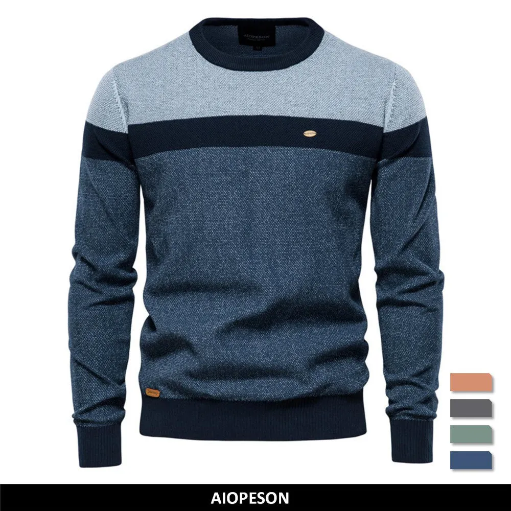 Spliced Cotton Men's Sweater