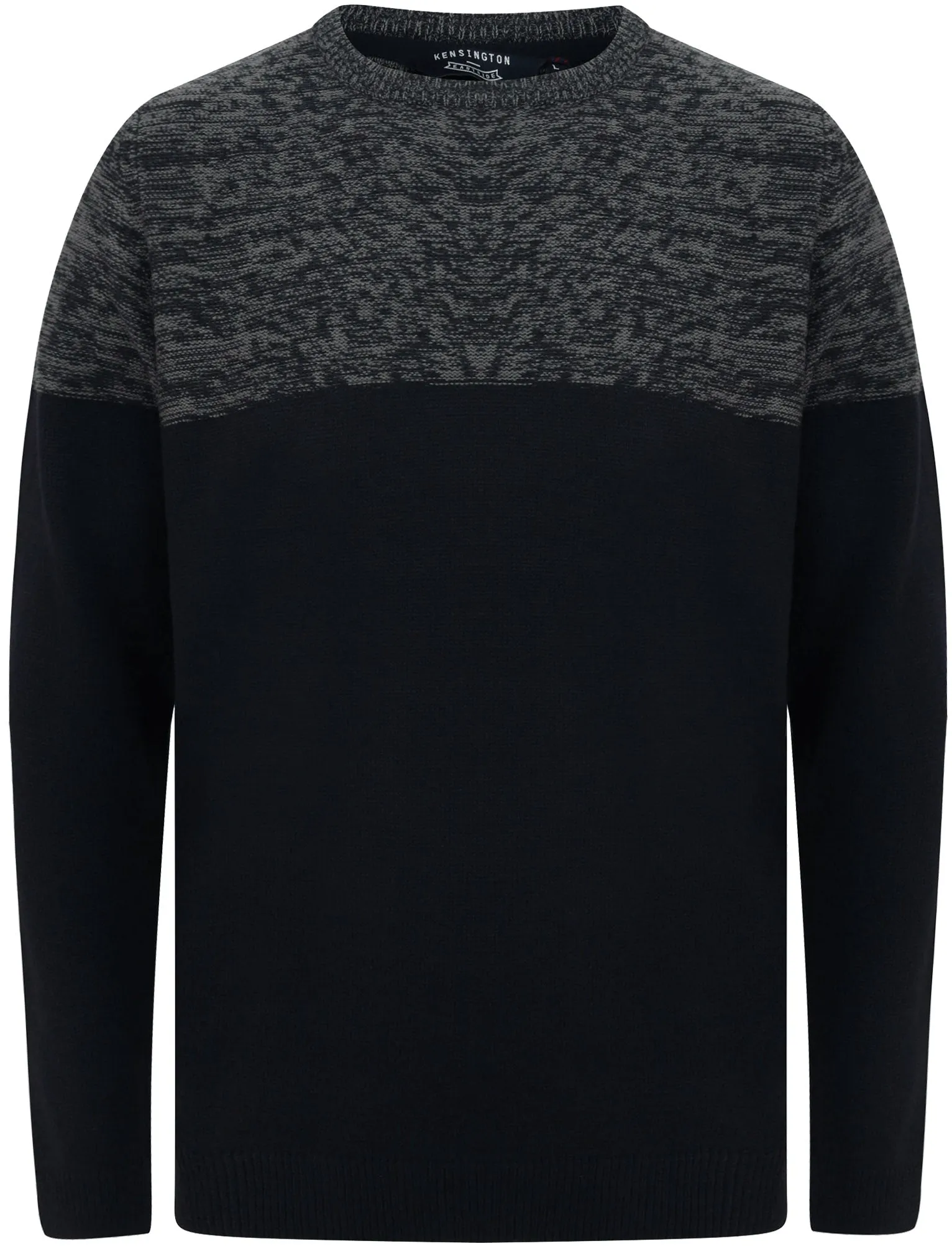 Squirrel Colour Block Knitted Jumper in Dark Navy / Castlerock Twist - Kensington Eastside