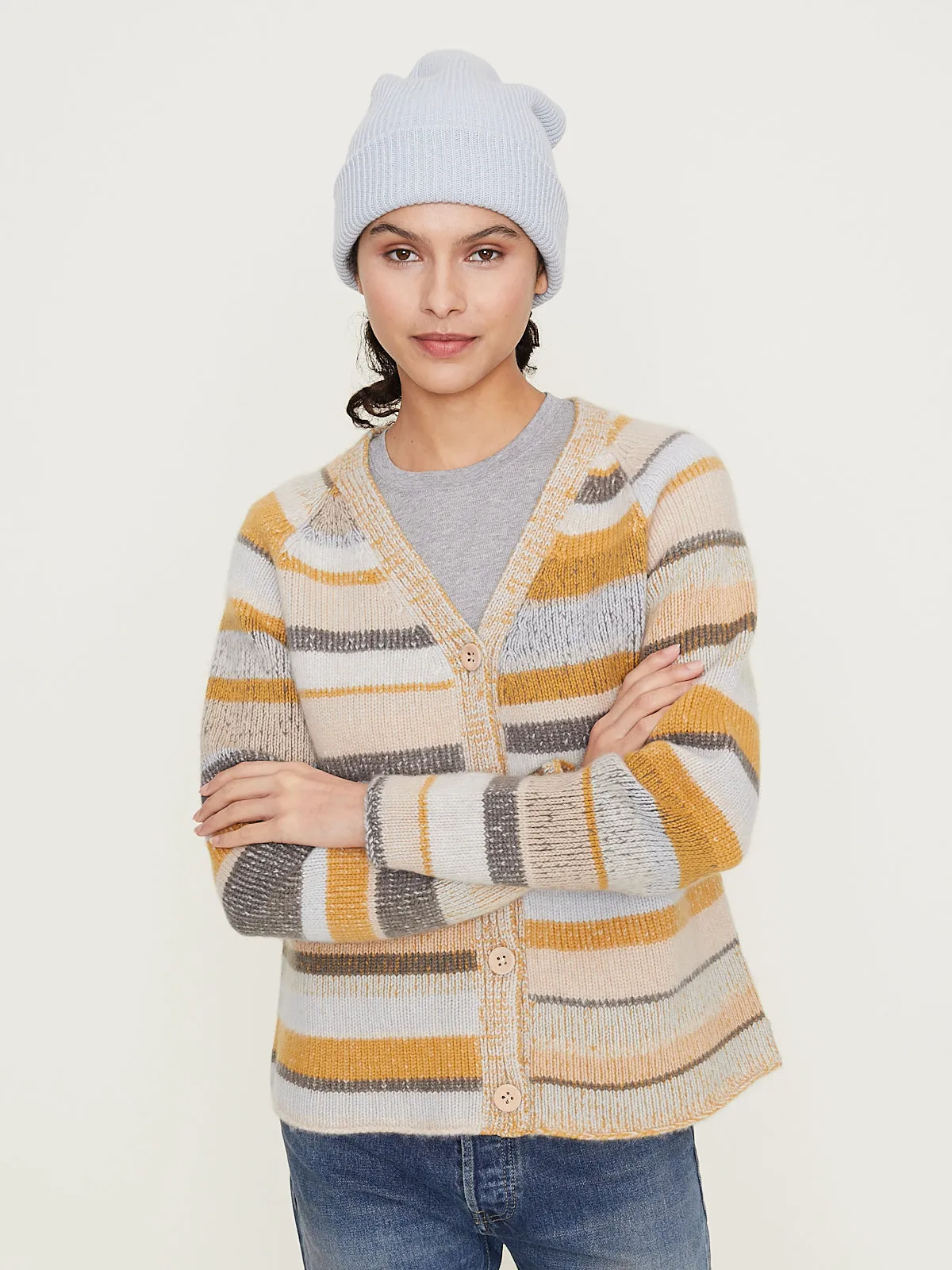 Stripe Super Soft Womens Cardi in Multi