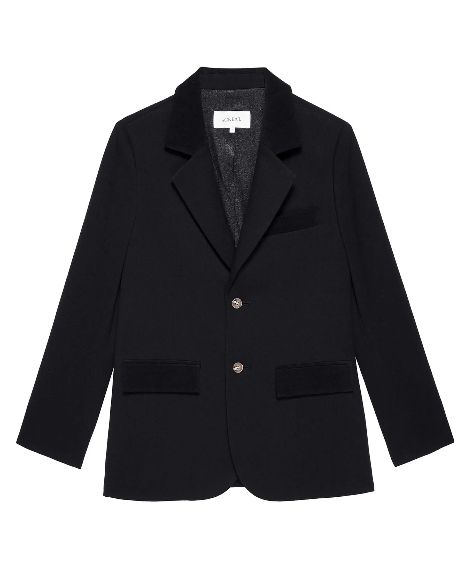 The Velvet Trimmed Smoking Jacket. -- Black