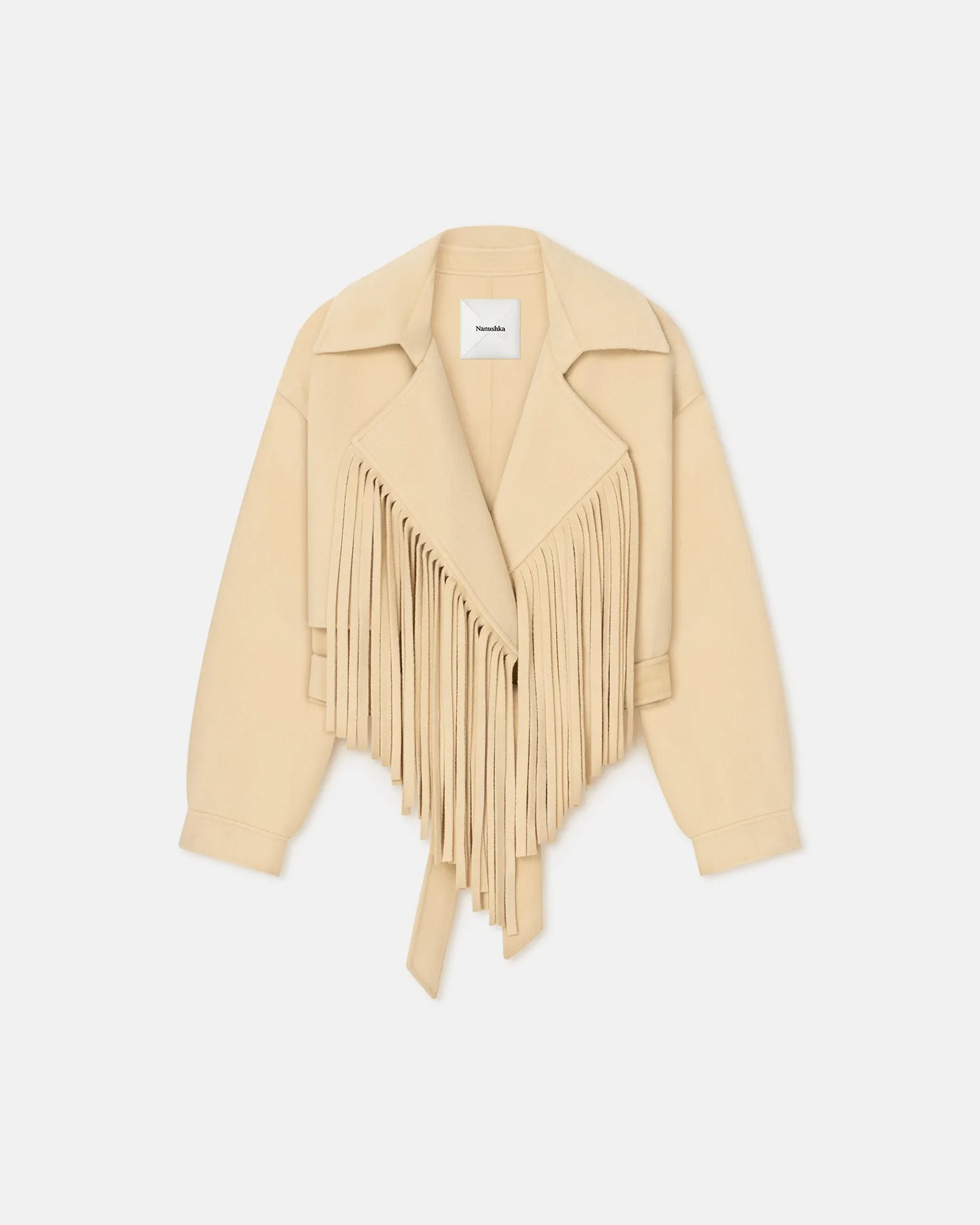 Ticia - Fringed Double Wool Jacket - Creme