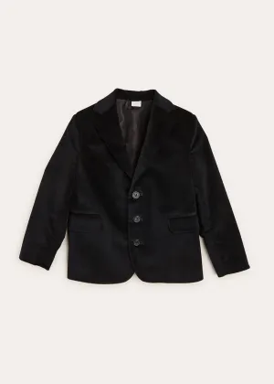 Velvet Three Button Blazer Jacket In Black (4-10yrs)