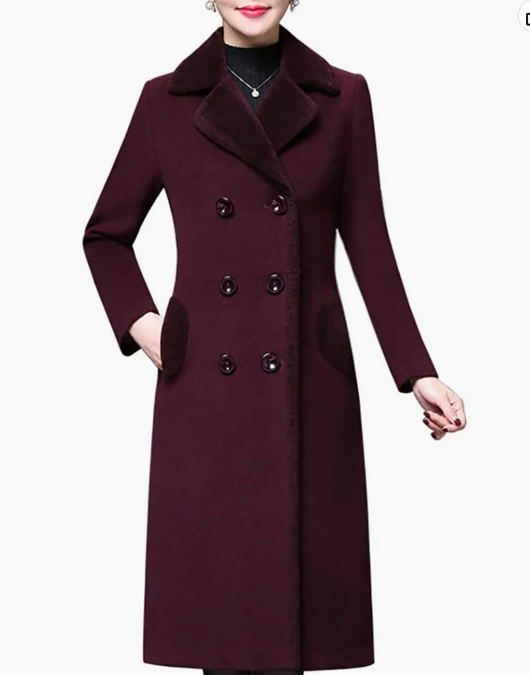 Winnie Double-Breasted Wool Blend Lapel Trench Coat