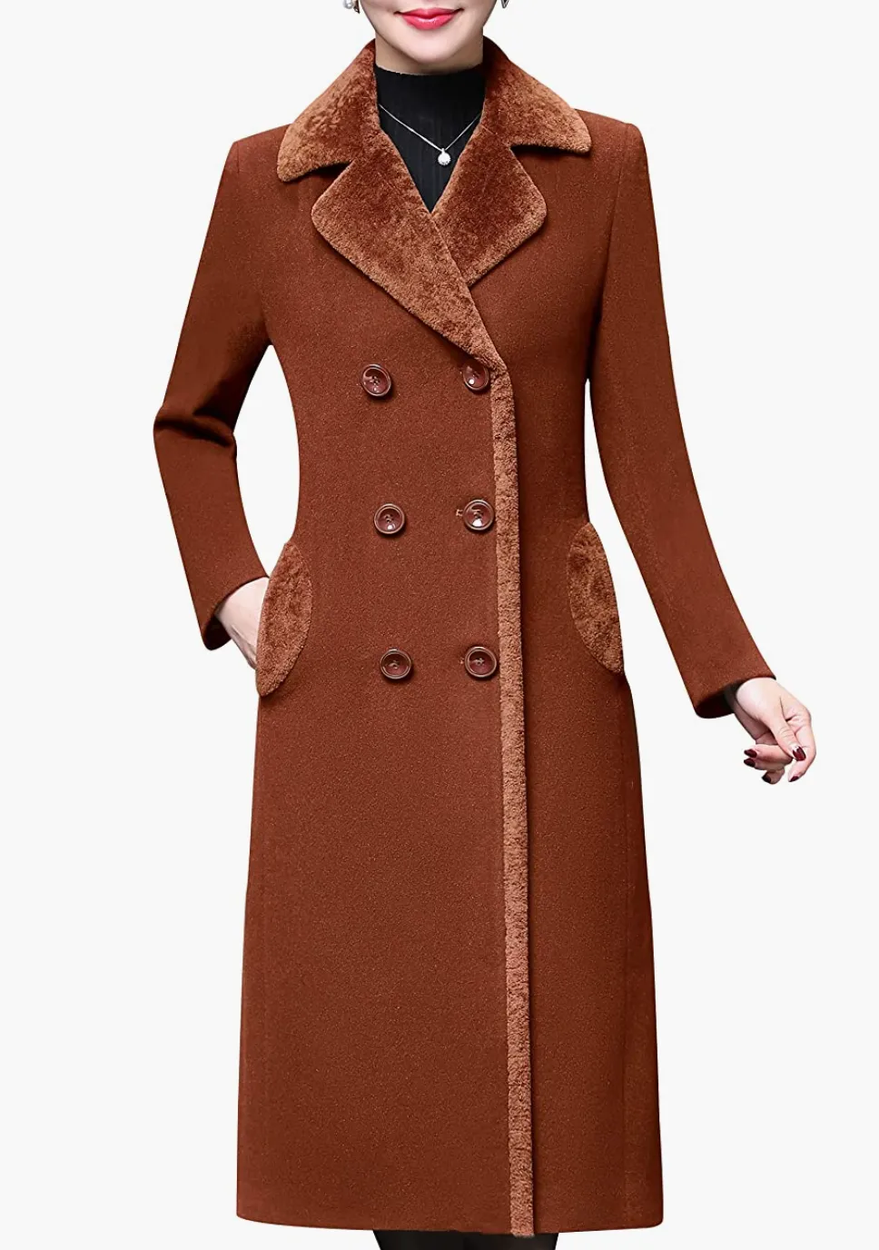 Winnie Double-Breasted Wool Blend Lapel Trench Coat