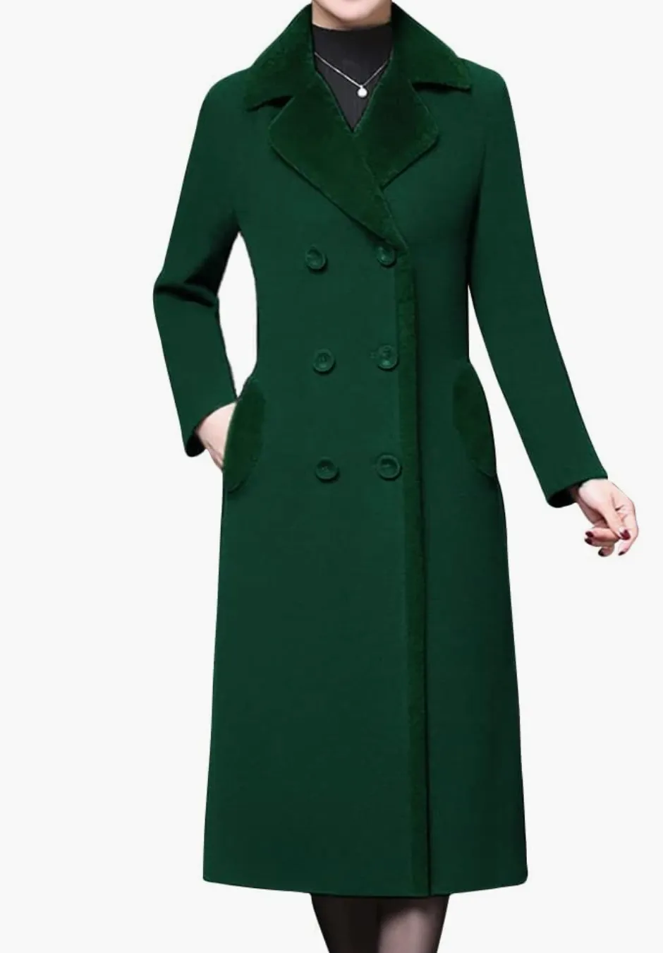 Winnie Double-Breasted Wool Blend Lapel Trench Coat