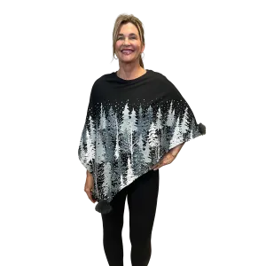 Winter Trees Knit Poncho