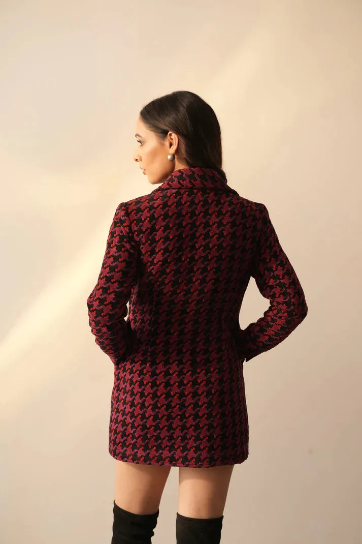 Women's Checkered Office Jacket Dress