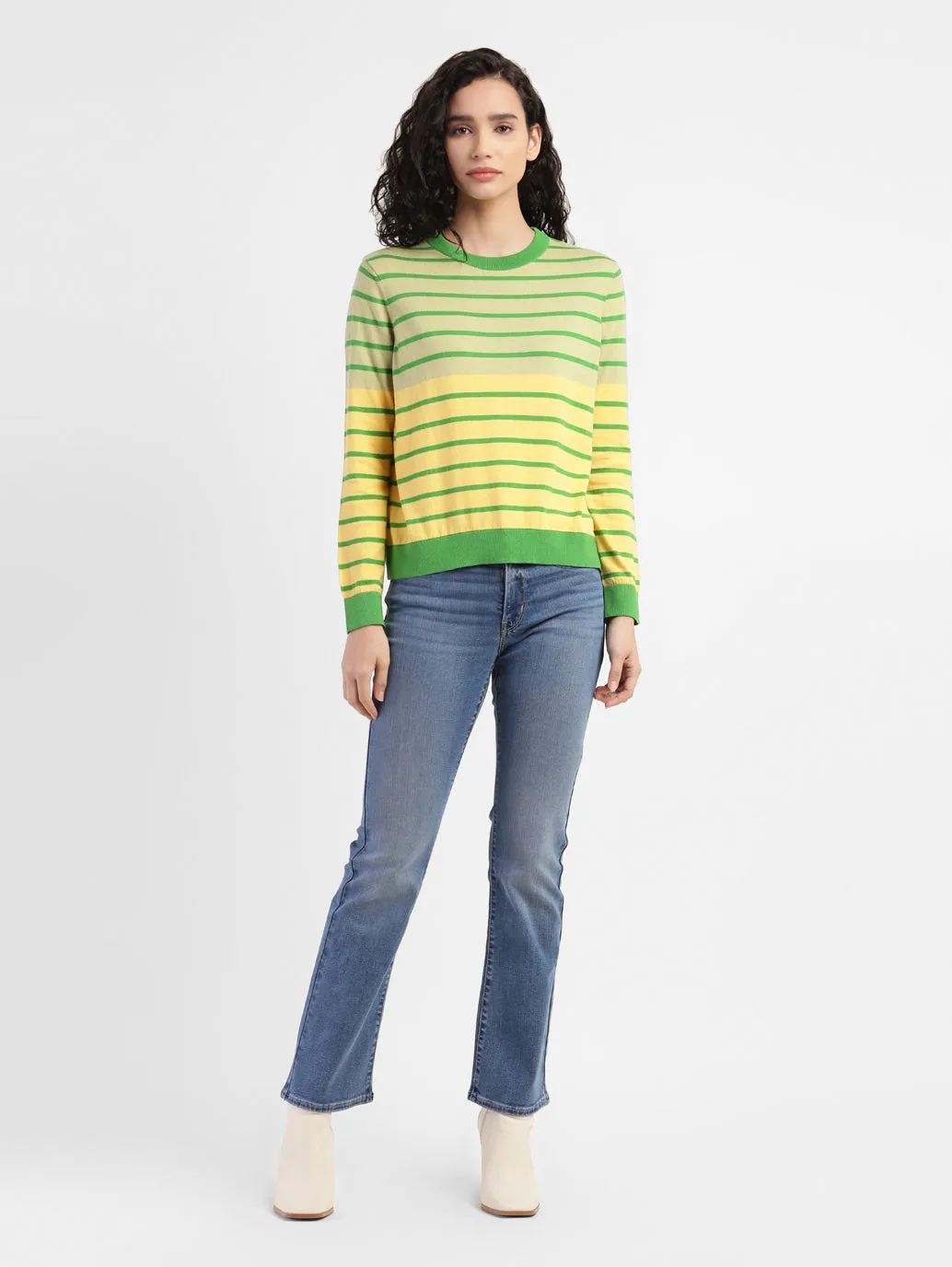 Women's Striped Multicolor Crew Neck Sweater