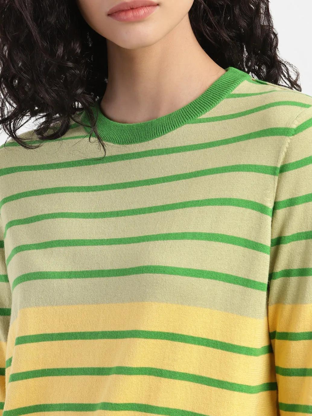 Women's Striped Multicolor Crew Neck Sweater