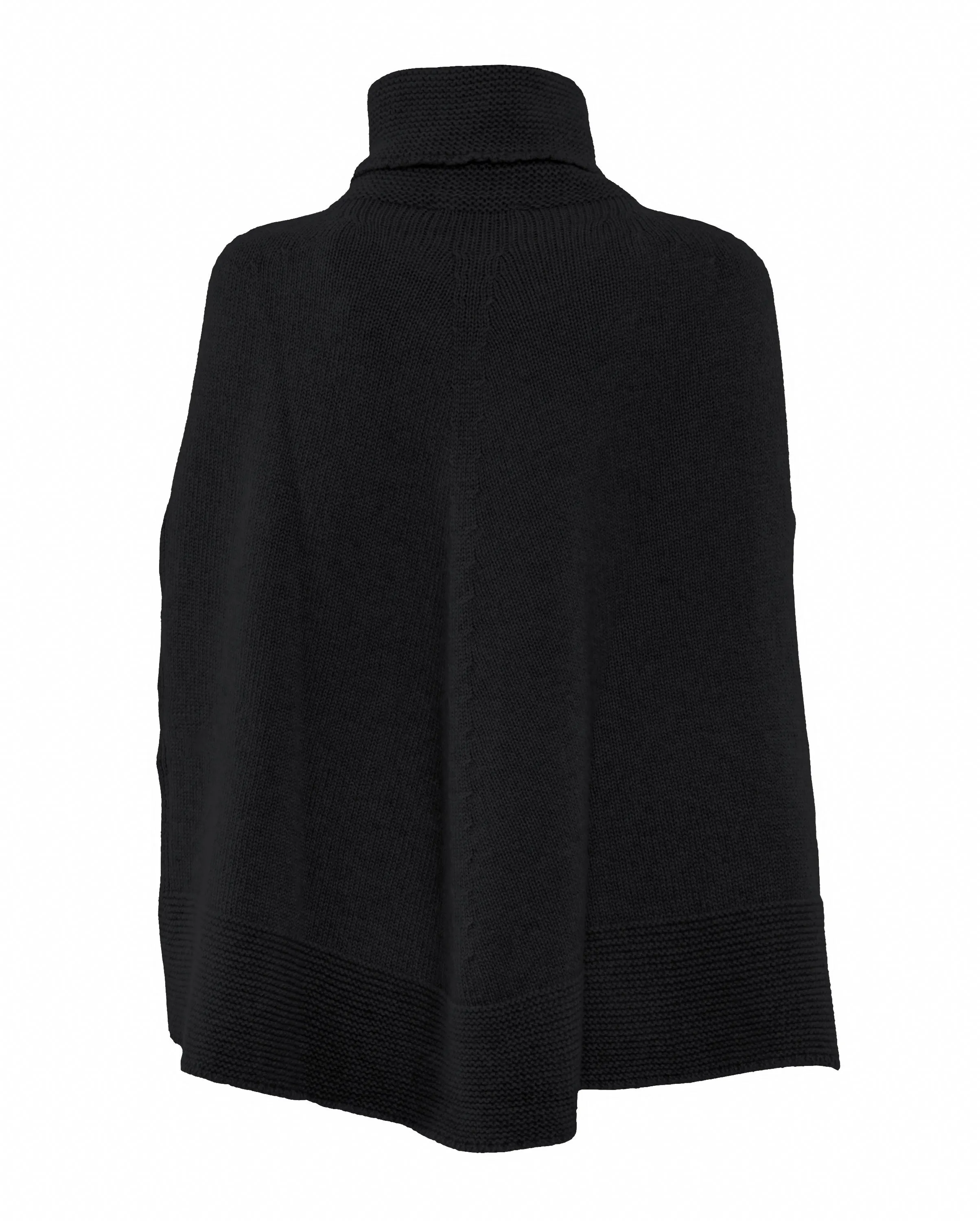 Womens's Pure Cashmere Turtleneck Poncho Black