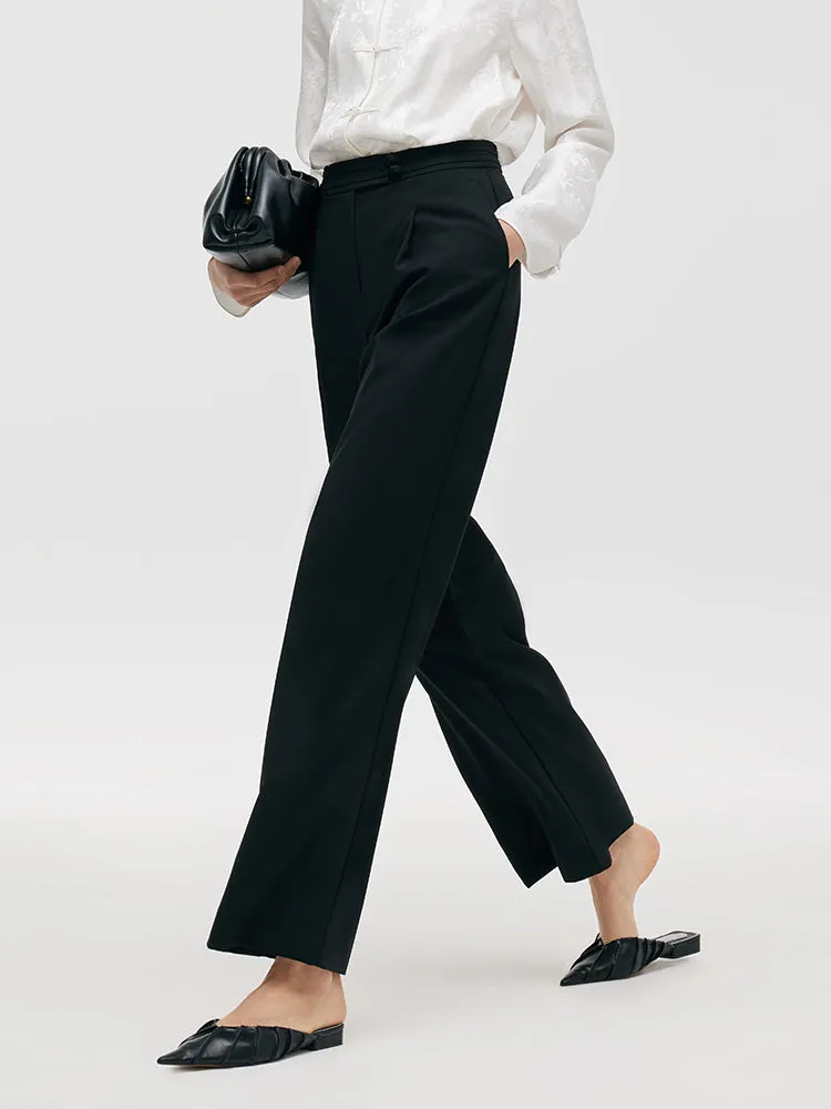 Worsted Wool New Chinese-Style Straight Women Pants